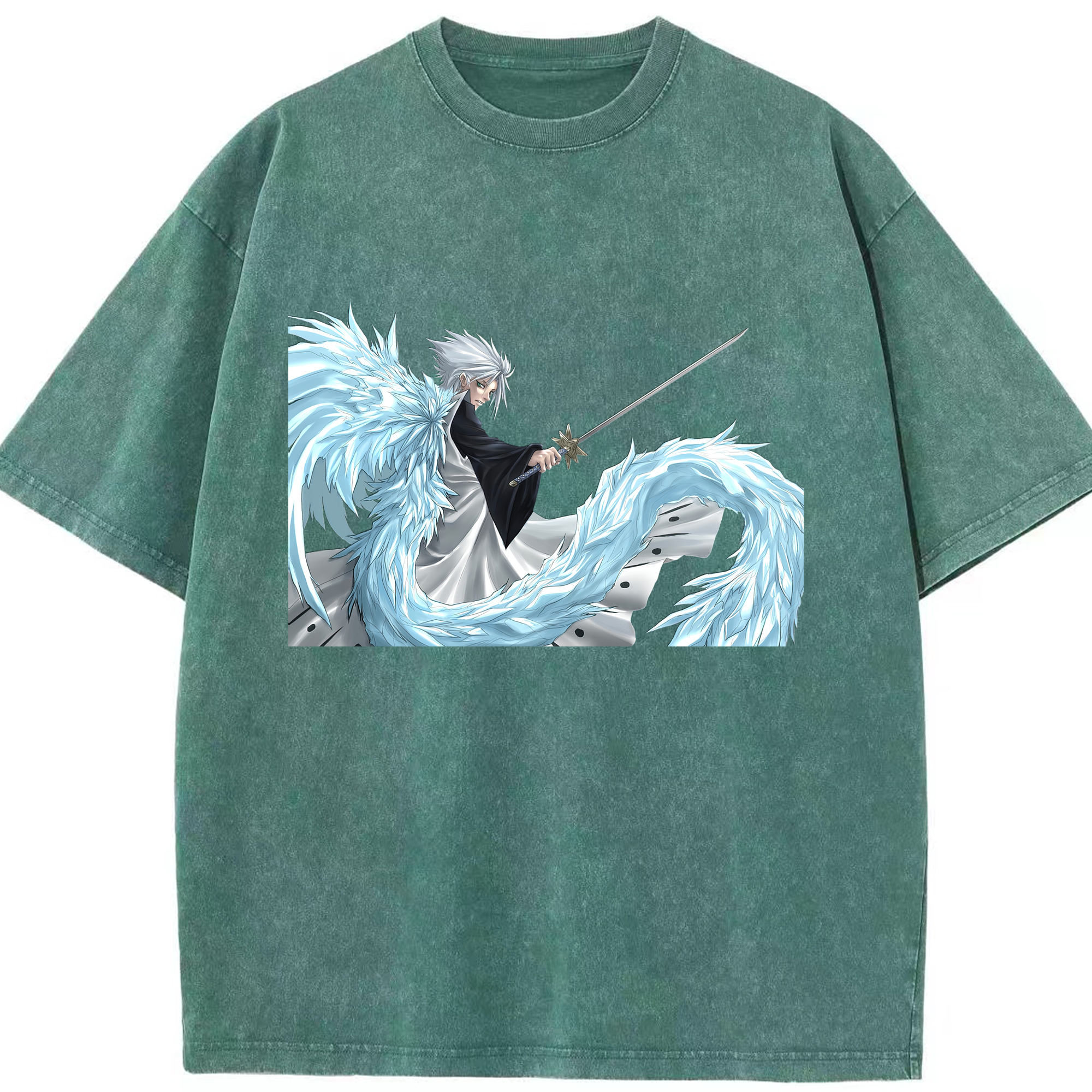 （画像用） ブリーチ 日番谷冬獅郎（ひつがや とうしろう） BLEACH Hitsugaya Toushirou 綿100% ヴィンテージ風 半袖Tシャツ（フロントプリント）